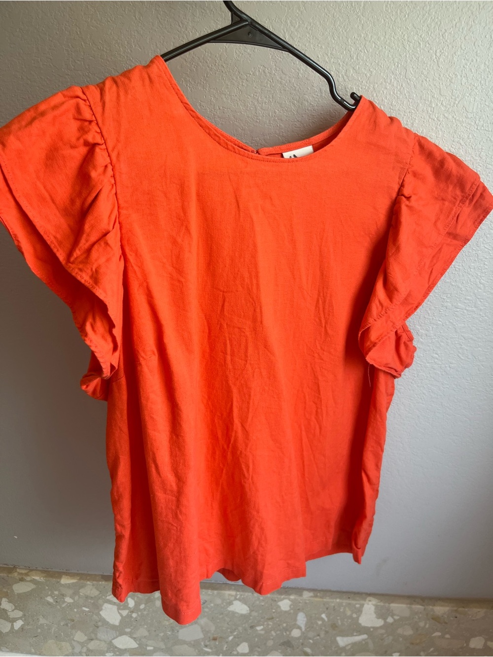 A New Day Linen Blend Coral Flutter Sleeve Top Large